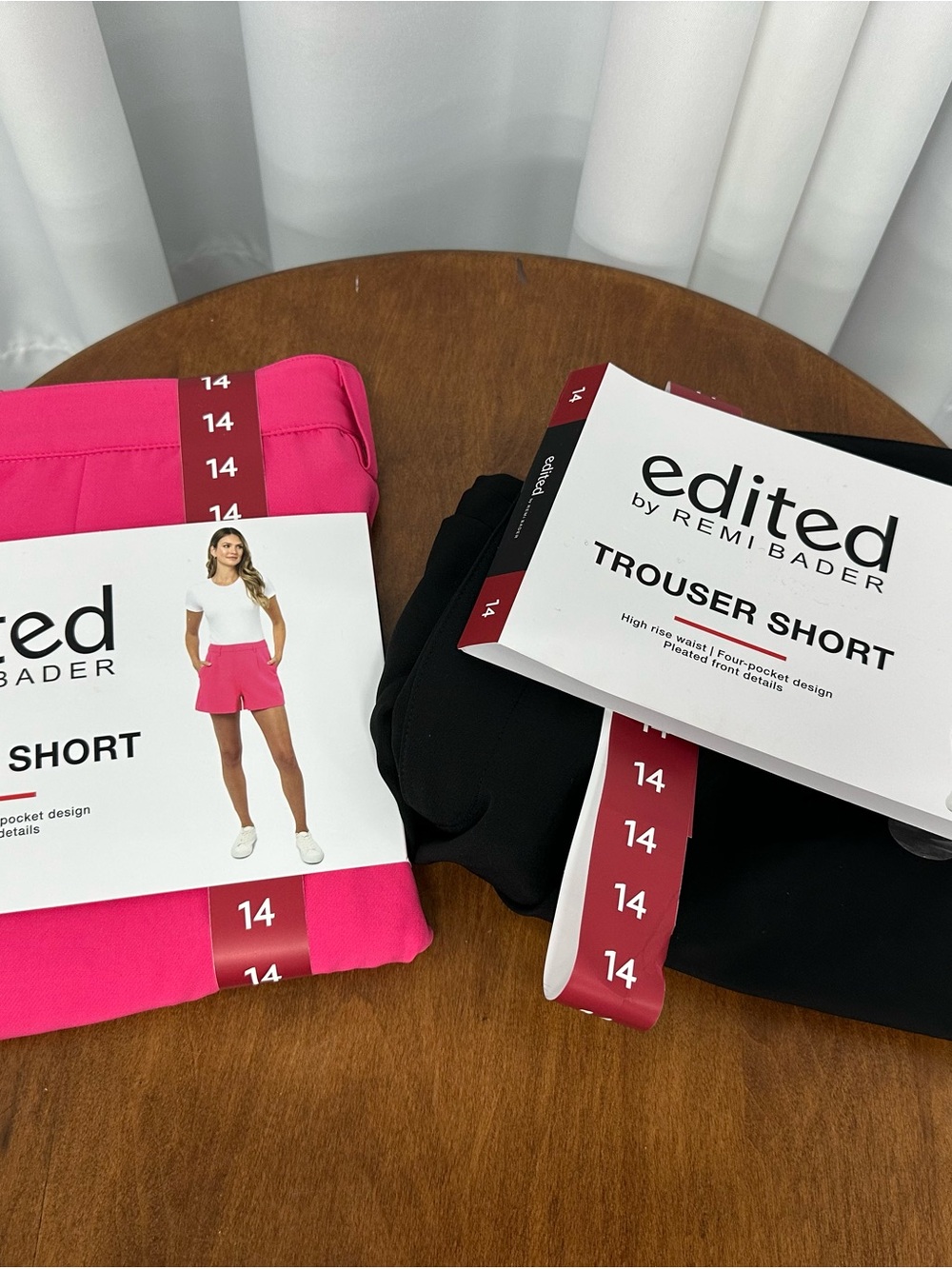 Edited by Remi Bader High-Waist Trouser Shorts in Hot Pink and Black size 14